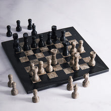 Load image into Gallery viewer, Marble 25cm Chess Set Black & Oceanic