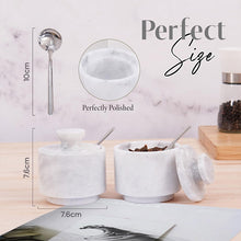Load image into Gallery viewer, Handcrafted Marble Salt Cellar Set Of 2 With Spoons