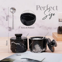 Load image into Gallery viewer, Handcrafted Marble Salt Cellar Set Of 2 With Spoons