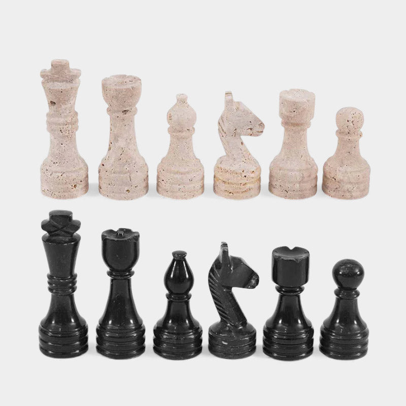 Chess Figures - Travertine and Black – Marbliss Homewares