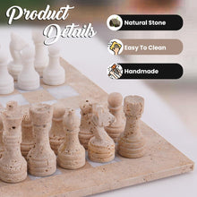 Load image into Gallery viewer, 38cm Chess Set With Storage Box - Travertine & White