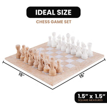 Load image into Gallery viewer, 38cm Chess Set With Storage Box - Travertine & White