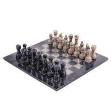 Load image into Gallery viewer, Marble 30cm Chess Set - Black & Oceanic