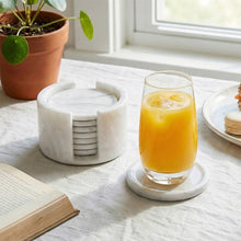 Load image into Gallery viewer, Round Coaster Set With Holder - Set of 8