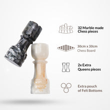 Load image into Gallery viewer, 30cm Chess Set - Black Zebra & White Onyx