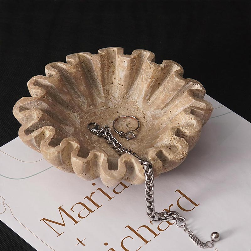 Ruffle Fruit Bowl (Travertine) – Marbliss Homewares