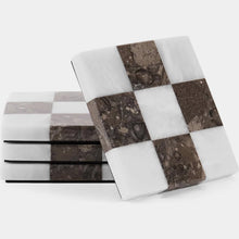 Load image into Gallery viewer, Marble Coasters Set of 4 - Checker Design