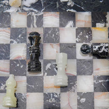 Load image into Gallery viewer, 30cm Chess Set - Black Zebra & White Onyx