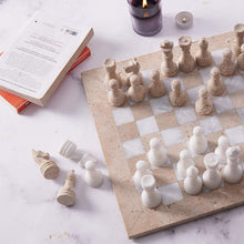 Load image into Gallery viewer, 38cm Chess Set With Storage Box - Travertine & White