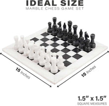 Load image into Gallery viewer, marble-38cm-chess-set-white-and-black