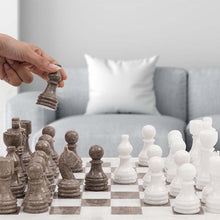 Load image into Gallery viewer, marble-38cm-chess-set-white-and-oceanic