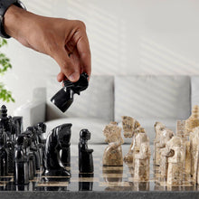 Load image into Gallery viewer, marble-elite-38cm-black-and-coral chess-set