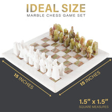 Load image into Gallery viewer, marble-elite-38cm-white-green-chess-set-2