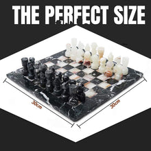 Load image into Gallery viewer, 30cm Chess Set - Black Zebra & White Onyx
