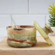 Load image into Gallery viewer, Marble Salt Cellar Elegant Container with Lid and Spoon