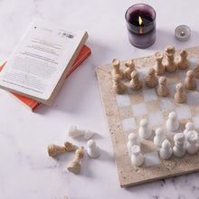 Load image into Gallery viewer, 30cm Chess Set With Storage Box - Travertine and White