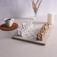 Load image into Gallery viewer, 30cm Chess Set With Storage Box - Travertine and White