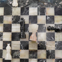 Load image into Gallery viewer, 38cm Chess Set - Black Zebra & White Onyx