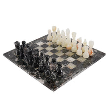 Load image into Gallery viewer, 38cm Chess Set - Black Zebra & White Onyx