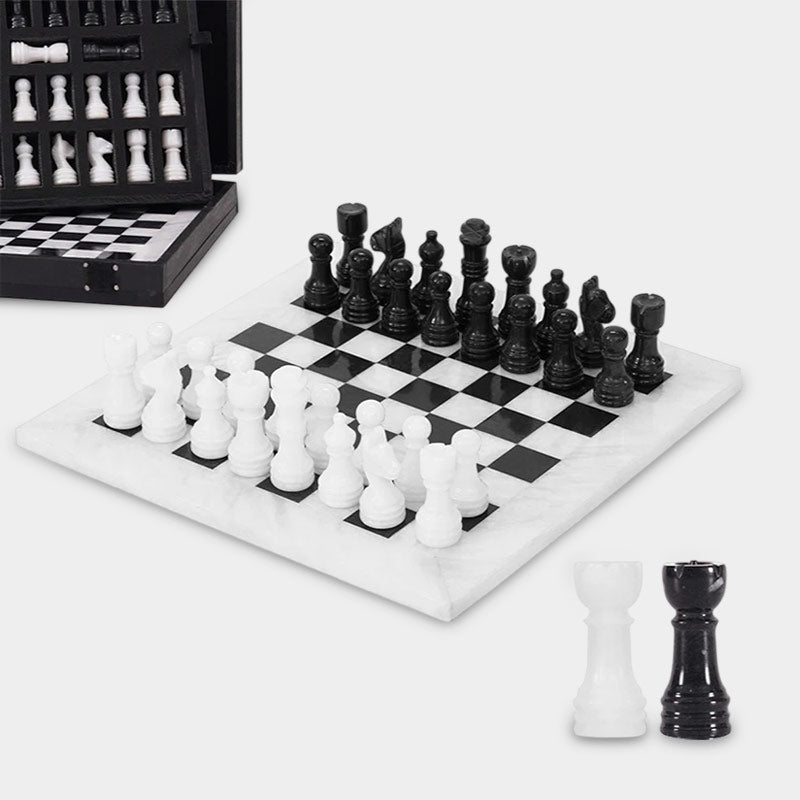 Marble 25cm Chess Set White & Black