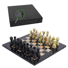 Load image into Gallery viewer, Marble 38cm Chess Set - Black &amp; Green
