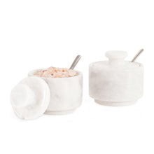 Load image into Gallery viewer, Handcrafted Marble Salt Cellar Set Of 2 With Spoons
