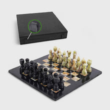 Load image into Gallery viewer, Marble 38cm Chess Set - Black &amp; Green
