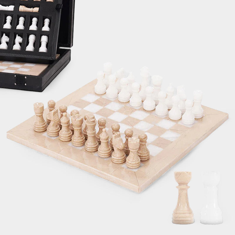 Marble 25cm Chess Set Verona & White