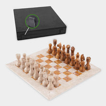 Load image into Gallery viewer, 38cm Chess Set With Storage Box - Travertine &amp; Red

