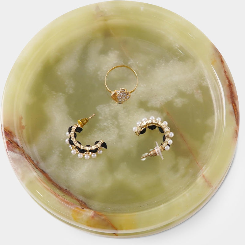 Marble Round Jewelry Tray