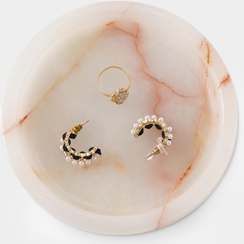 Marble Round Jewelry Tray