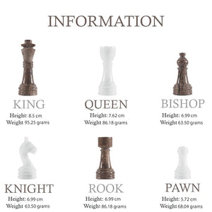 Marble 38cm Chess Set - Oceanic & White