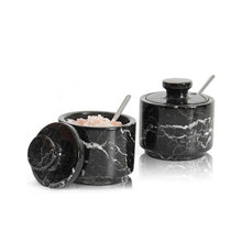 Load image into Gallery viewer, Handcrafted Marble Salt Cellar Set Of 2 With Spoons
