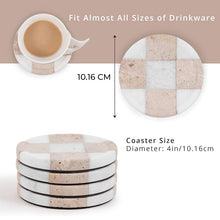 Load image into Gallery viewer, Round Coaster Plates Set of 4 - Checkers Design
