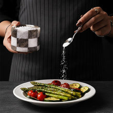 Load image into Gallery viewer, Salt Cellar with Spoon - Checkers Design
