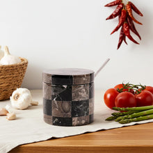 Load image into Gallery viewer, Salt Cellar with Spoon - Checkers Design
