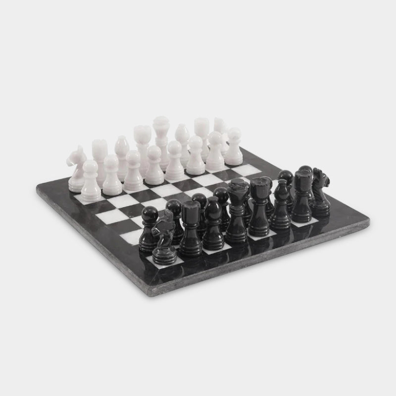 Marble 30cm Chess Set - Black & White