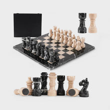 Load image into Gallery viewer, 30cm Chess Set With Storage Box - Black Zebra &amp; Verona
