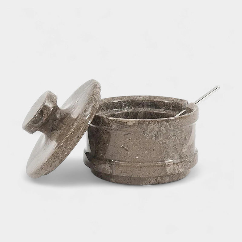 Marble Salt Cellar With Lid & Spoon