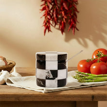 Load image into Gallery viewer, Salt Cellar with Spoon - Checkers Design

