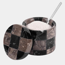Load image into Gallery viewer, Salt Cellar with Spoon - Checkers Design
