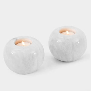 Set Of 2 Tealight Candle Holder White