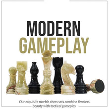 Load image into Gallery viewer, Marble 38cm Chess Set - Black &amp; Green
