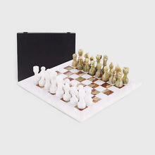 Load image into Gallery viewer, 38cm Chess Set With Storage Box - White &amp; Green Onyx
