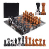 Marble 38cm Chess Set With Storage Box - Black Zebra & Red