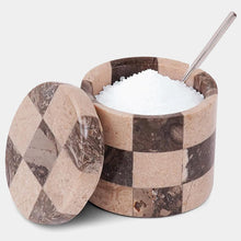 Load image into Gallery viewer, Salt Cellar with Spoon - Checkers Design
