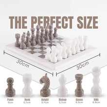 Load image into Gallery viewer, Marble 30cm Chess Set - White &amp; Oceanic
