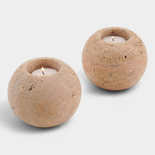 Load image into Gallery viewer, Set Of 2 Tealight Candle Holder (Travertine)
