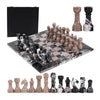 Marble 38cm Chess Set With Storage Box - Black Zebra & Oceanic