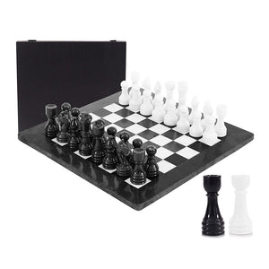 Marble 38cm Chess Set - Black & White